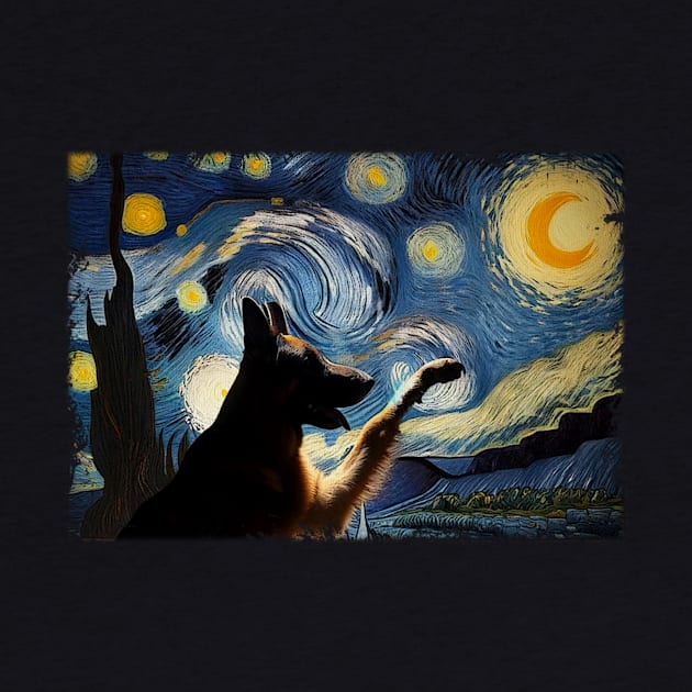 Tail Tales German Shepherd Dog Starry Night, Tee Talk Triumph Extravaganza by Kleurplaten kind